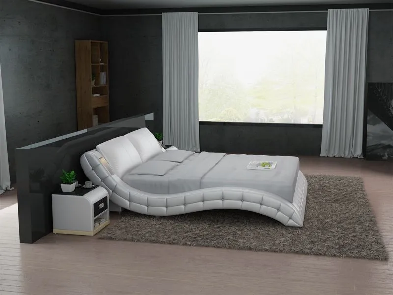 Deskins Modern Tufted Leather Bed