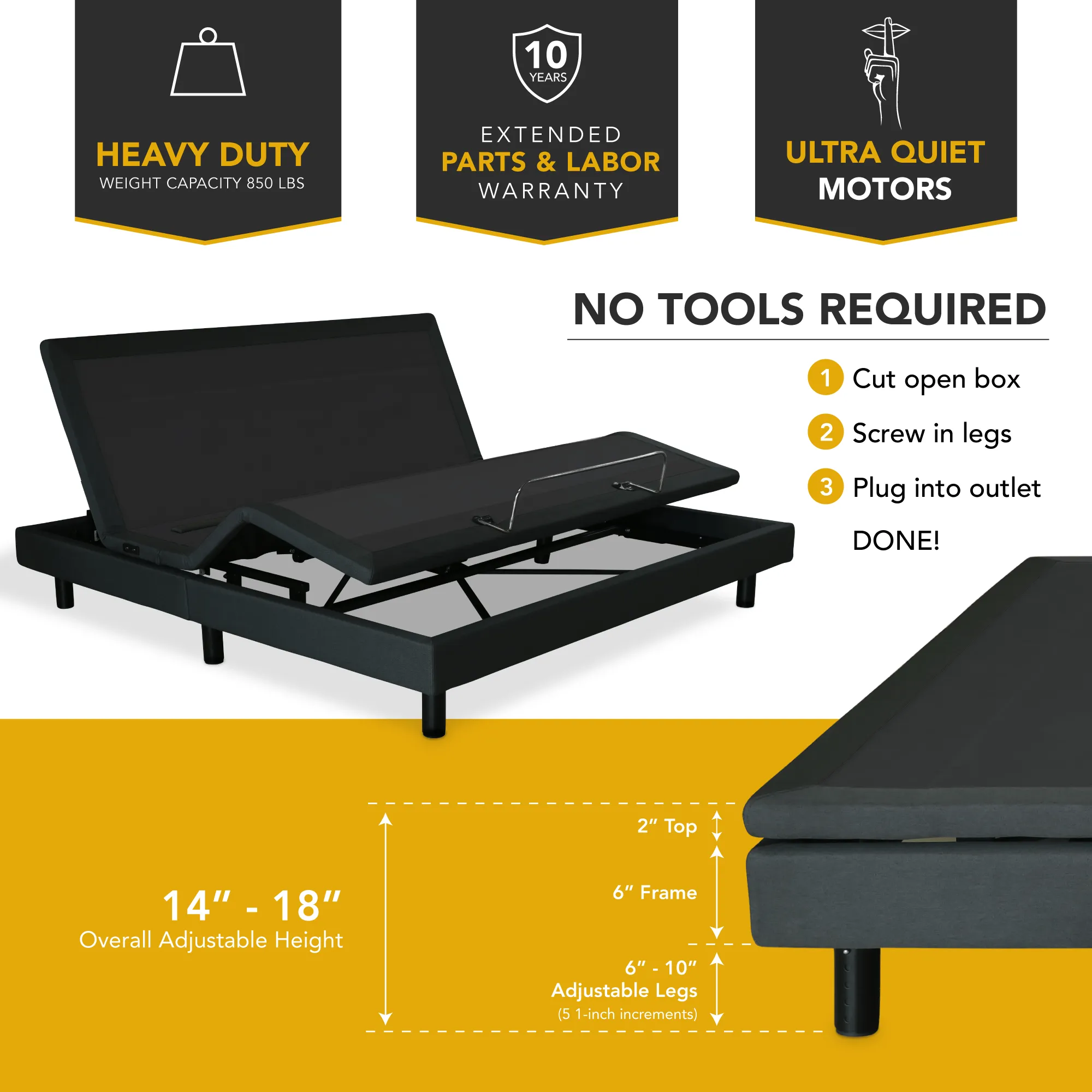 DM9000F Series Adjustable Bed Base Frame