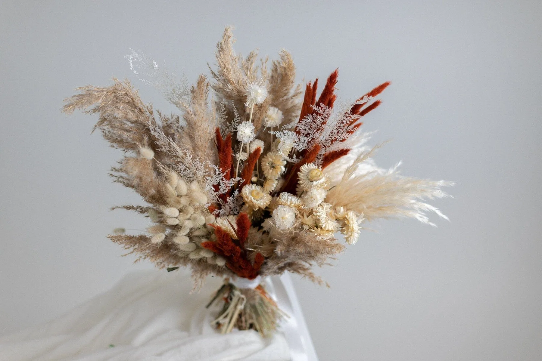 Dried Flowers Bridal Bouquet - Burnt Orange & Taupe