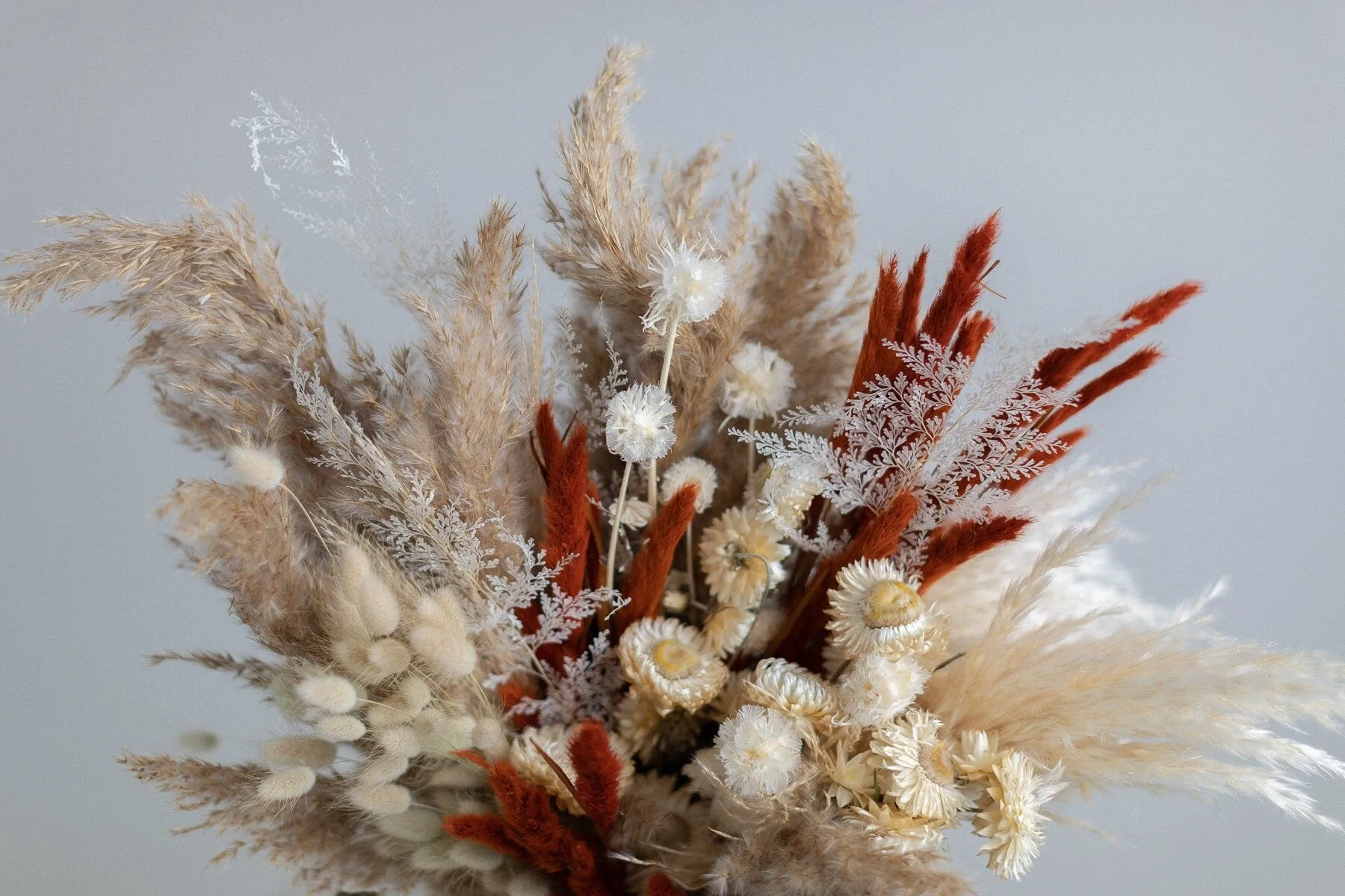 Dried Flowers Bridal Bouquet - Burnt Orange & Taupe