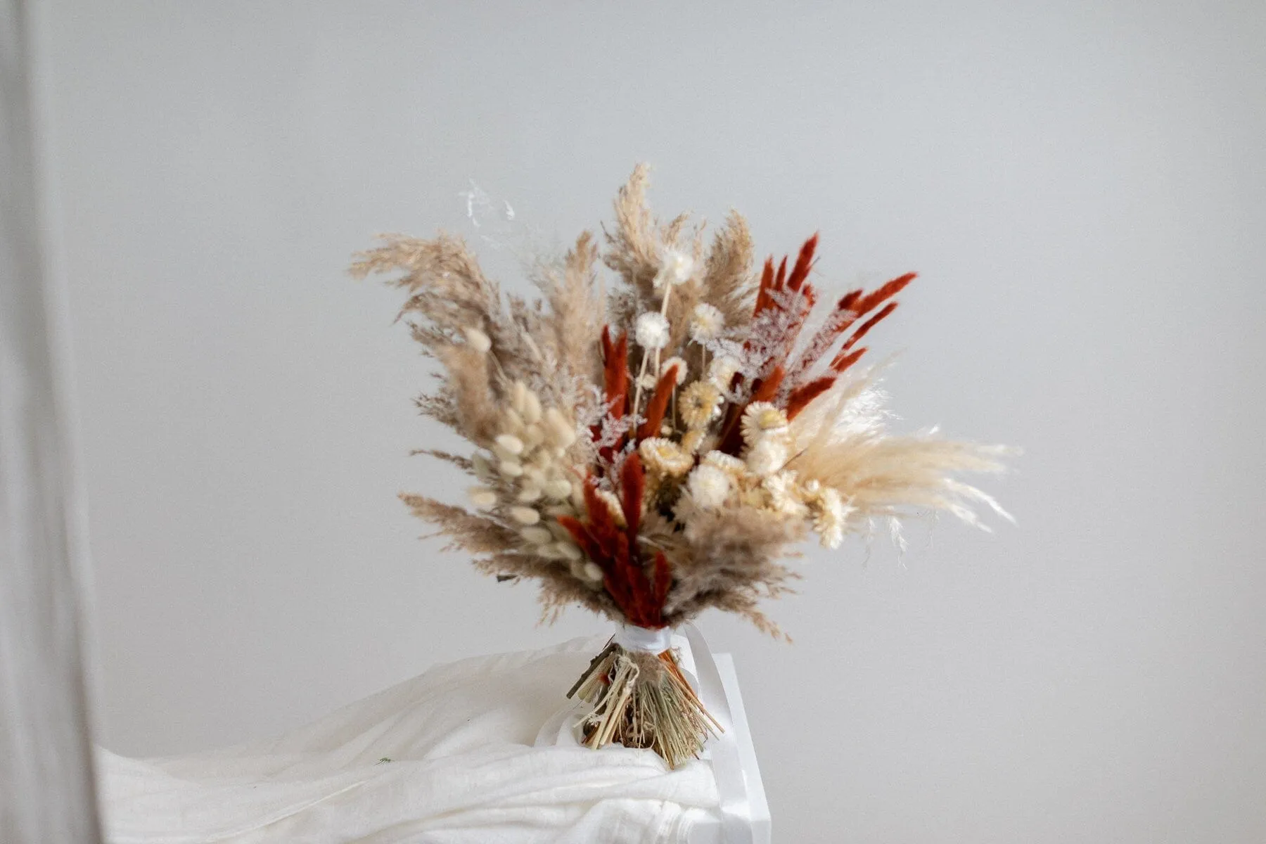 Dried Flowers Bridal Bouquet - Burnt Orange & Taupe