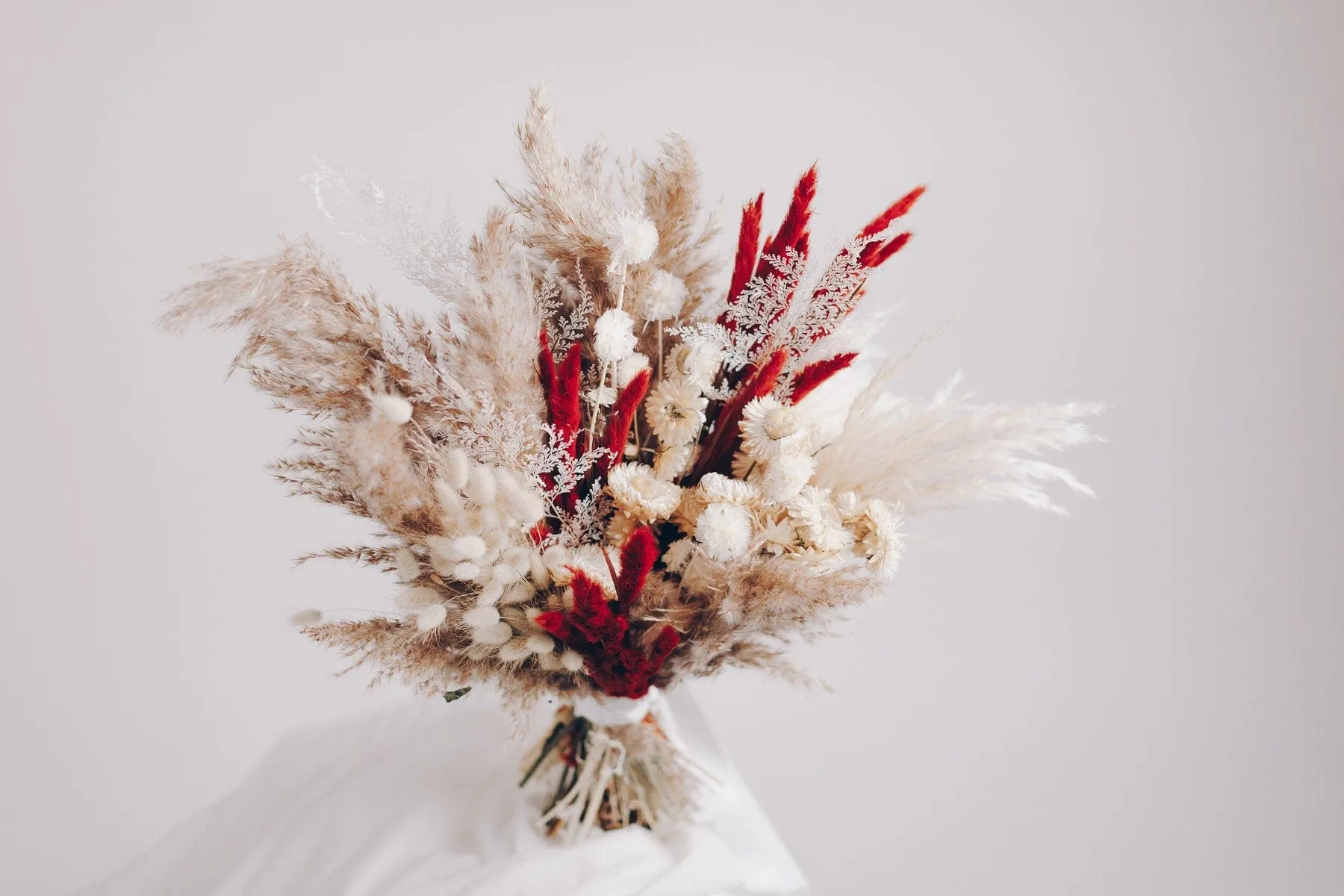 Dried Flowers Bridal Bouquet - Burnt Orange & Taupe