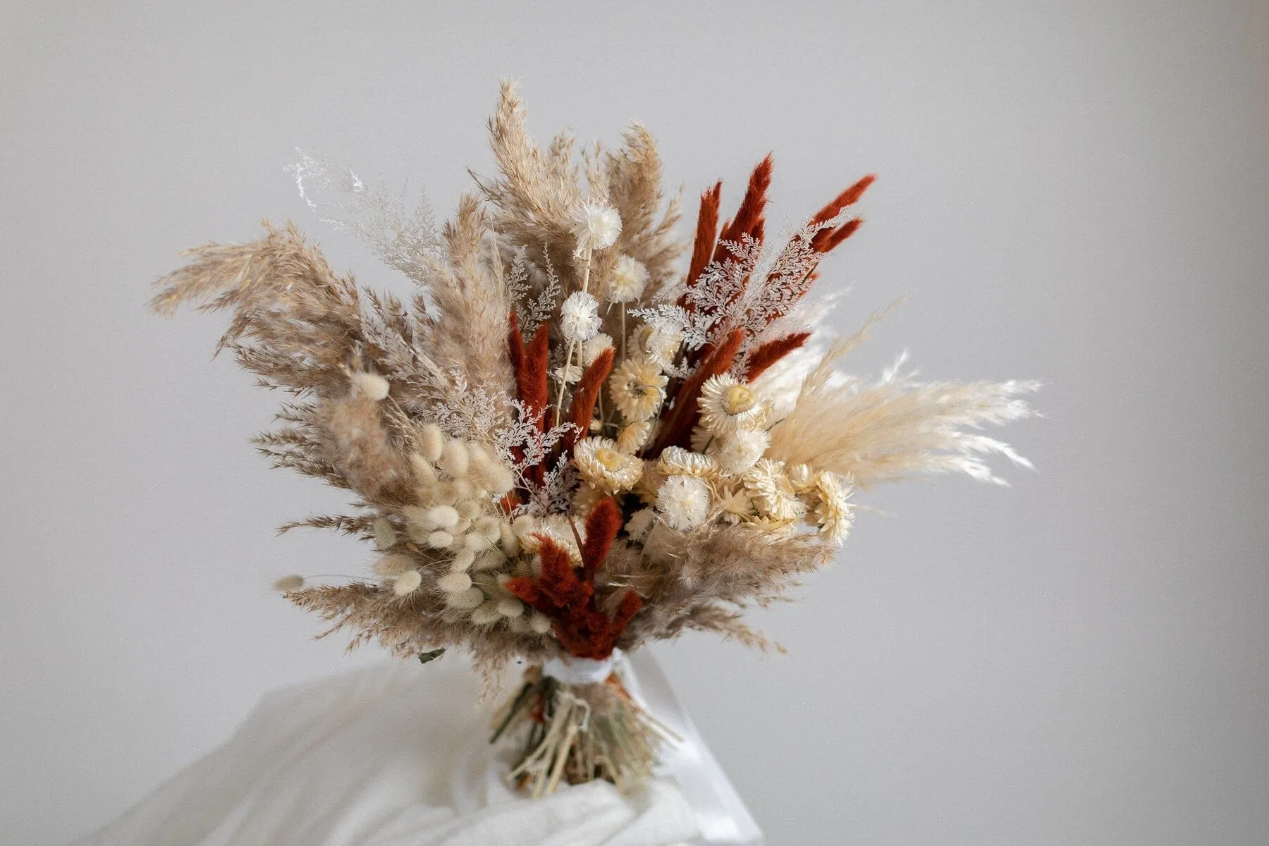 Dried Flowers Bridal Bouquet - Burnt Orange & Taupe