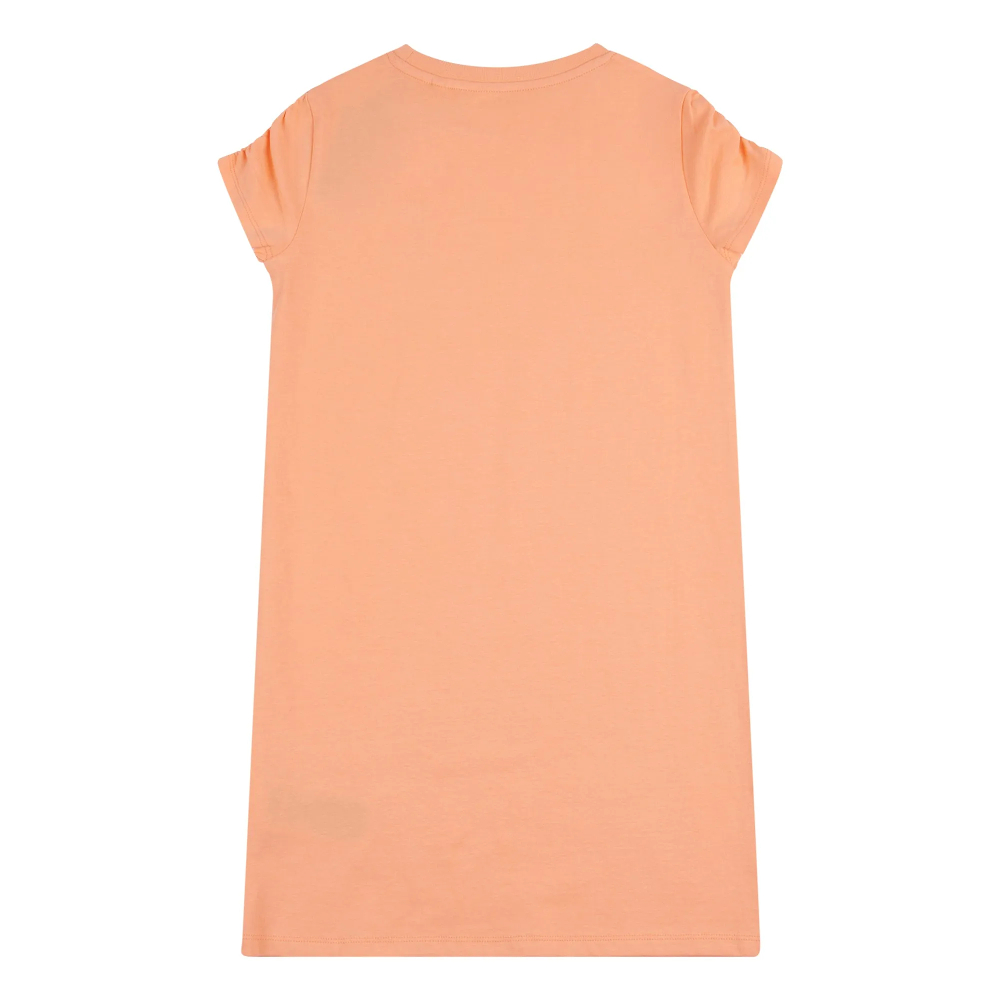 ELLE Girls Cantaloupe Ruche Cap Sleeve Logo Dress