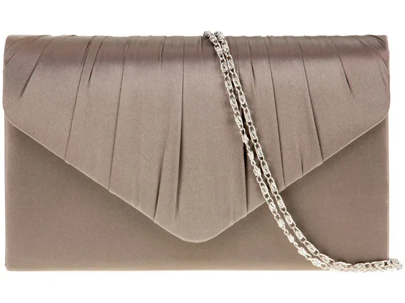 Koko Khaki Taupe Satin Evening Bag Khaki