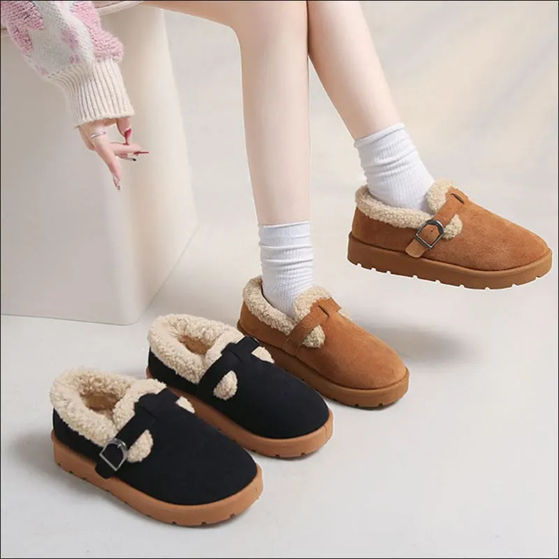 Ladies Thick Sole Fleece-lined Ugg Style Snow Boots for Winter Warmth