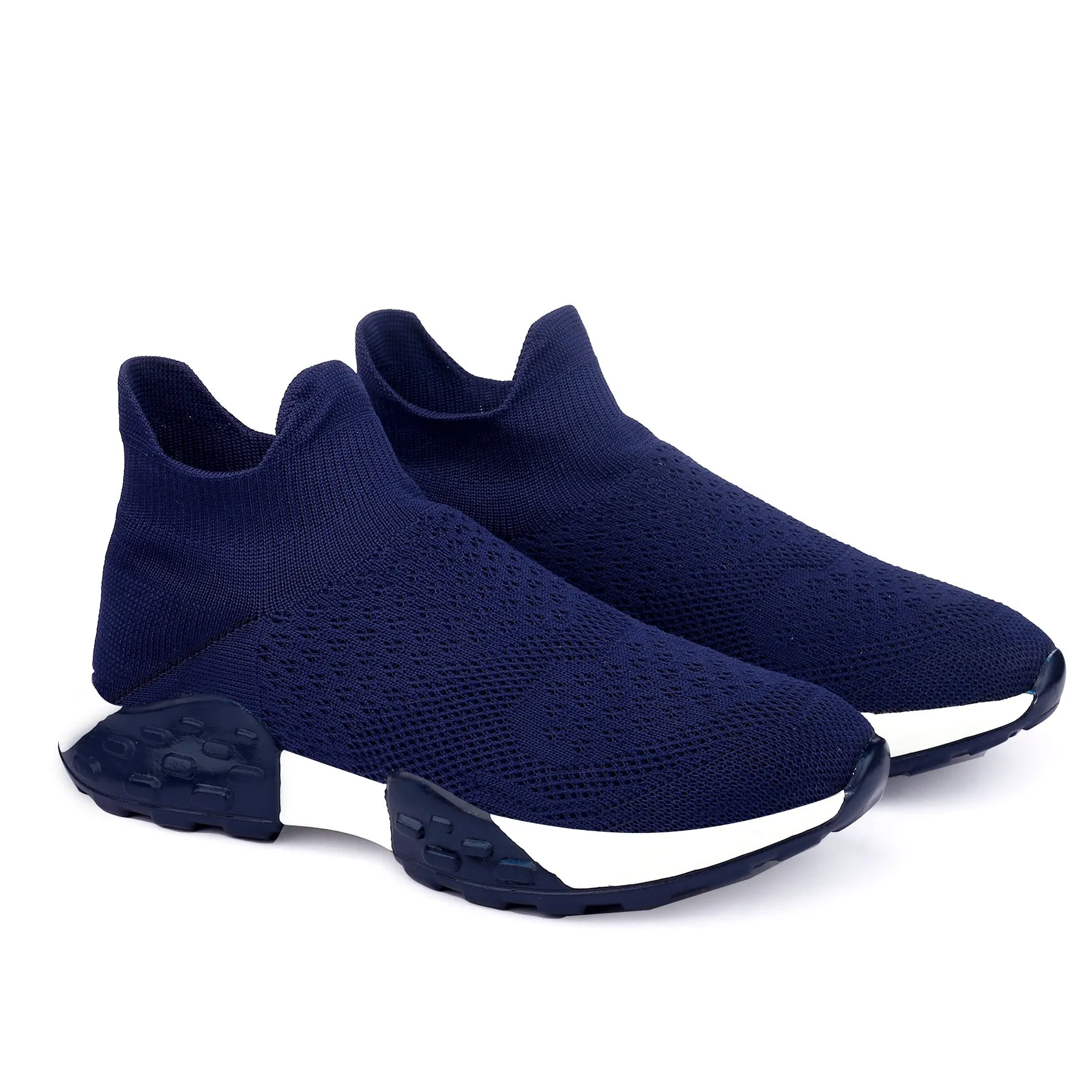 Latest Knitted Fabric Material Casual Blue Sports Socks Shoes For Men