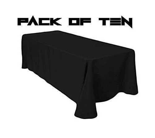 LinenTablecloth 90 x 132-Inch Rectangular Polyester Tablecloths (Black, 10)