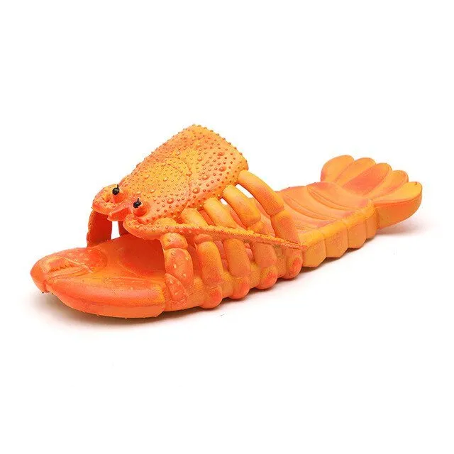 Lobster Cartoon Summer Slippers: Unisex, Flat Platform