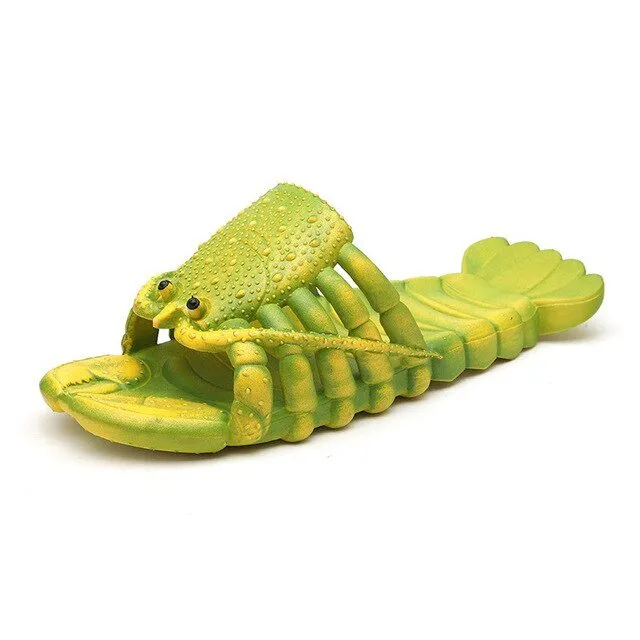 Lobster Cartoon Summer Slippers: Unisex, Flat Platform