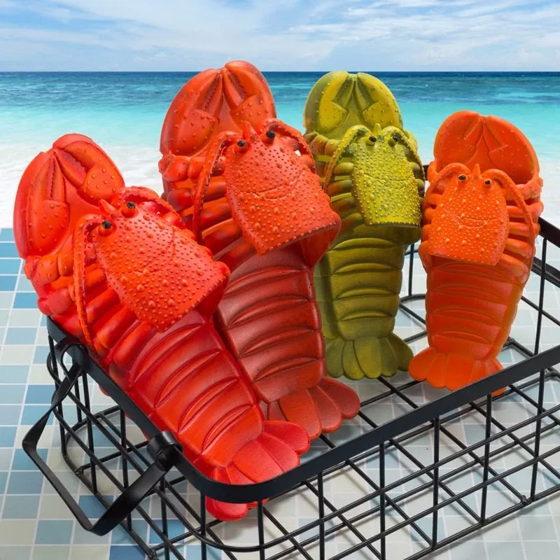 Lobster Cartoon Summer Slippers: Unisex, Flat Platform