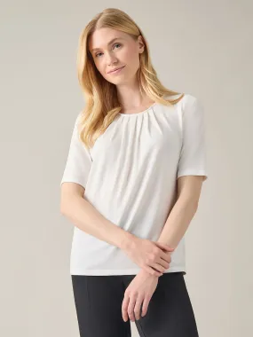 Petite Short Sleeve Shirred Neck Top, Everyday Knit