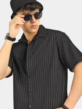 Stripe Vibe BlacK Half Sleeve Shirt