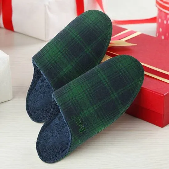 Tartan Slipper By Betta, Navy/Green